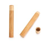 HomeSoGood 2 adet doğal bambu diş fırçası tüp, diş fırçası tutucu diş fırçası durumda ev ve seyahat için 21cm