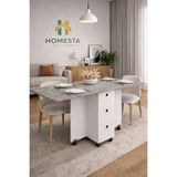 Homesta Dekor Homesta Katlanır Masa Yemek ve Çalışma Masası Tekerlekli 3 Çekmeceli %100 Mdf Kurulu Gönderim