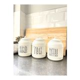 HomeStone 3'lü Seramik Sugar Tea Coffee Kavanoz Seti, Tezgah Üstü Saklama Kavanozu 1400 ml
