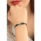 HomeStore HAPPY Siyah Deri İpli Unisex Mood Bileklik