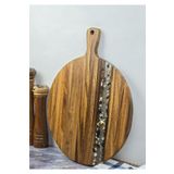 HomeTarz Akasya Kesme Tahtası - Yuvarlak Kesim Tahtası - 39 CM