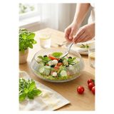 HomeTarz Büyük Boy Cam Salata Kasesi - Çizgili Salata Tabağı 30 CM