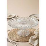 Hometarz Cam Kek Pasta Standı - Ayaklı Sunum Tabağı 30 cm - Pasta Tabağı - Şeffaf