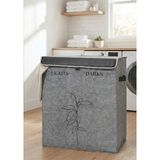Hometarz Keçe Katlanabilir Çamaşır Sepeti Çift Hazneli 53X33X60 cm - Tek Ebat - Gri