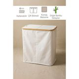 Hometarz Vıch Iki Bölmeli Katlanır Çamaşır Kirli Sepeti Krem 54X54X34