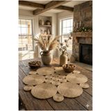 Homever Roundy 50cm Yuvarlak Hasır Jüt Salon Mutfak Masa Örtüsü / Runner / Ranır