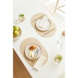 Homewave 2 Adet Bej/Taş Suni Deri Sofra Sunum Tabak Altlığı Supla Amerikan Servisi 45x30