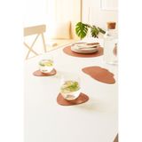 Homewave 4 Adet Taba/Gri Renk Suni Deri Bardak Altlığı 13x11.5