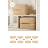 Homewave 8 Adet Büyük Boy Bej Pötikare Baza Altı Valiz Düzenleyici Hurç 62x46x22