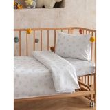 Homewell %100 Doğal Anadolu Pamuğu Hipoalerjenik Terletmeyen Bebek Nevresim Takımı Diamond - Beyaz - Gri - 100 x 150 cm