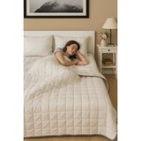 Homewell %100 Saf Ingiliz Yünü Hipoalerjenik Özellikli Yıkanabilir Çift Kişilik Yorgan Krem - 195 x 215 cm