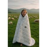 Homewell %100 Saf Ingiliz Yünü Hipoalerjenik Özellikli Yıkanabilir Tek Kişilik Yorgan Kuzu - 155 x 215 cm - Beyaz - Gri