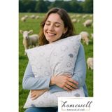 Homewell Saf Ingiliz Yünü Hipoalerjenik Ekstra Kılıflı Premium Yün Yastık Kuzu - 50 x 70 cm - Gri - Beyaz