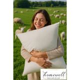 Homewell Saf Ingiliz Yünü Hipoalerjenik Ekstra Kılıflı Yastık Krem - 50 x 70 cm - Krem Rengi