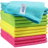 HOMEXCEL Mikrofiber Temizleme Bezi, 12'li Paket Temizlik Bezi, 4 Renk Çeşitli, 11.5"X11.5" (Yeşil/Mavi/Sarı/Pembe)