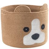 HomeyPine Köpek şekilli Sepet, Çocuklar için Büyük Dokuma Pamuk Halat Hayvan Saklama Sepeti, Oyuncaklar, Havlular, Battaniyeler, Giysiler için Bebek Çamaşır Sepeti | Köpek Hediye Sepeti - 16 "U × 40"