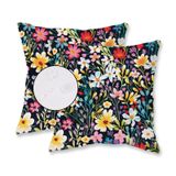 HOMFREEST Bahar Çiçekli Kırlent Kılıfları 45x45 cm 2'li Set Siyah Dış Mekan Su Geçirmez Çiçekler Dekoratif Yastık Kılıfları Çiftlik Evi Tatil Veranda Yastık Kılıfları Kanepe Ev için
