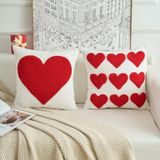 HOMFREEST Sevgililer Günü Kırmızı Kalp Kırlent Kılıfları 45x45 cm Kalpler Dekoratif Yastıklar Çiftlik Evi Sevgililer Beyaz Dış Mekan Yastık Kılıfı Kanepe Kanepe Ev Yatak 2'li Set