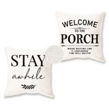 HOMFREEST Welcome to Our Sundurma Stay Awhile Su Geçirmez Dış Mekan Yastık Kılıfları 18x18 2'li Set Çiftlik Evi Veranda Mobilya Süslemeleri Dış Bahçe Dekoru için