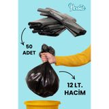 Homie Çöp Torbası - 50 Adet 12 Litre Hacimli Siyah Renk 36x50 Ebat 50'li Çöp Poşeti
