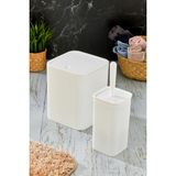 Homie Line 2 Parça Kare Banyo Seti - Çöp Kovası Wc Fırçası Set - Beyaz