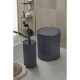 Homie Line 2 Parça Yuvarlak Banyo Seti - Çöp Kovası Wc Fırçası Set - Siyah