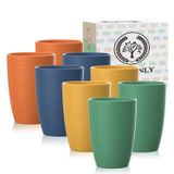 Homienly Buğday Hasır Bardaklar 8 ADET Plastik Bardak Kırılmaz İçme Bardağı Yeniden Kullanılabilir Bulaşık Makinesi Güvenli Su Bardakları 4 Renkli (12 oz)