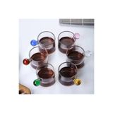 homika dekorasyon 6lı Renkli Boncuk Kulplu Kahve Yanı Bardak Seti 100 ml Cam Espresso Fincanı