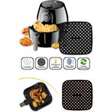homika dekorasyon Airfryer Kare Pişirme Matı 21,5 cm Siyah Silikon Delikli XXL Fritöz ve Fırın Uyumlu Isıya Dayanıklı