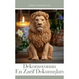 homika dekorasyon Heybetli Aslan Heykeli Biblo Taş Tozu Taba Büyük Boy Dekoratif Ev Objesi