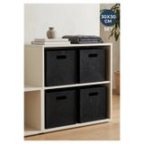 HOMİNG 4 Adet Siyah Çok Amaçlı Keçe Organizer Dolap Içi Düzenleyici Sepet Seti 30x30 Cm