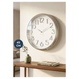HOMİNG Aura Krom Renk Detaylı Duvar Saati 45 cm 242804