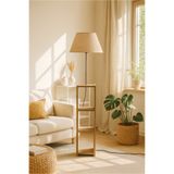 Homing Ayd-3152 Dekoratif Raflı Konik Krem Kumaş Lambader