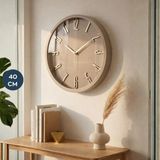 Homing Copper 40 cm Duvar Saati Sessiz Mekanizma ile Bej Kahverengi Modern Tasarım - Bej - Kahverengi