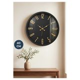 HOMİNG Copper Siyah Gold Kabartma Harfli Duvar Saati 40 cm