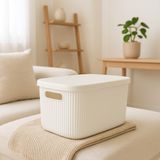 Homing Ekru Çok Amaçlı Kapaklı Organizer Kutu Plastik 25 cm x 18 cm x 16 cm