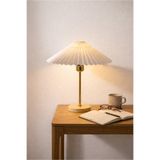 HOMİNG Glow Ahşap Tabanlı Hareketli Başlık Pileli Gold Abajur