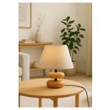 HOMİNG Homing Moji Natural Ahşap Tasarım Abajur / Kumaş