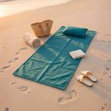 Homing Mini Yastık Hediyeli Plaj / Piknik Örtüsü- Su ve Kum Tutmayan Kumaş - Yeşil - 65 x 150 cm
