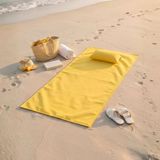 Homing Mini Yastık Hediyeli Sarı Plaj / Piknik Örtüsü- Su ve Kum Tutmayan Kumaş - 65 x 150 cm
