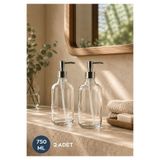 HOMİNG Modern Tarz Cam Sıvı Sabunluk Seti Büyük 750 ml 2 Adet