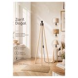 HOMİNG Natural Renk Mdf Tripod Lambader Ayağı