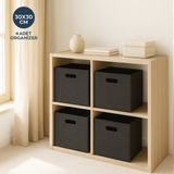 Homing Siyah 4'lü Çok Amaçlı Keçe Organizer Dolap Içi Düzenleyici Sepet Seti 30 x 30 cm