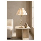 HOMİNG Zigzag Orijinal Gold Saten Ekru Kumaş Abajur 242411