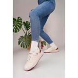 Homiro Unisex Bağcıklı Cırtlı Spor Sneaker Ayakkabı Krem-Bordo Düz Taban ile Konforlu Kullanım - Krem - Bordo