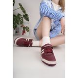 Homiro Unisex Spor Sneaker Ayakkabı Bordo-Beyaz Kaymaz Taban ile Konforlu Kullanım - Bordo - Beyaz