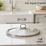 Homiva Home Cam Tencere Kapağı-24 cm