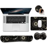 HOMKUMY Klavye Bilek Desteği + Mouse Pad + Fare Bilek Desteği + Bardak Altlığı, 4 Parça Set Ergonomik Hafızalı Köpük Mousepad Dayanıklı Kaymaz Kauçuk Tabanlı Ofis, Ev ve Kolay Yazma Ağrısı Giderici, Ay Güneşi