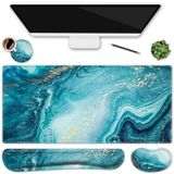 HOMKUMY Klavye Mouse Pad Seti, Büyük Oyun Mouse Pad + Klavye Bilek Desteği + Bardak Altlığı Seti, 4 Adet Ergonomik XXL Bilek Destekli Masa Pedi Ultra Kalın Fare Altlığı Seti (35 x 15,8 inç) Ev ve Ofis için -