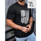 Homme Erkek Amerikan Bayrağı Baskılı Tişört - Siyah - XL